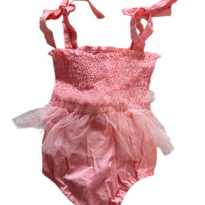 Pink tie top romper