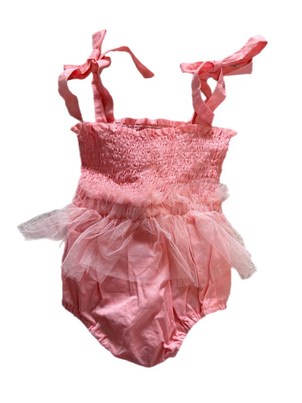 Pink tie top romper
